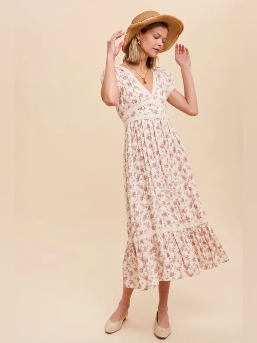 In Loom floral cottagecore v-neck maxi dress